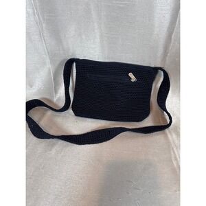 The Sak Crochet Crossbody Bag Navy Blue Knit‎ Purse Handbag Casual